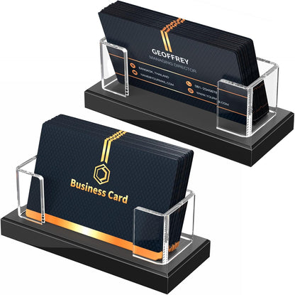 NIUBEE Acrylic Business Card Holder: Clear Plastic Business Cards Display Stand for Desk - Gift Card Organizer for Office 4 Pieces