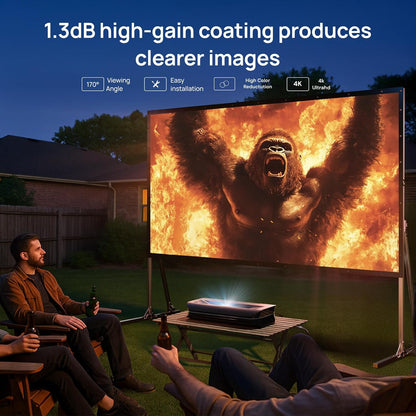 AWOL VISION Folding Outdoor Projector Screen with Stand (180 inches), Portable 16:9 4K HD Rear Front Movie Screen with Carry Bag for Theater Backyard Movie Night,Cinema School