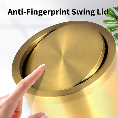 Brushed Gold Bathroom Trash Can with Swing Lid 4.7Gallon,Stainess Steel Garbage Can Trash Bin Wastebaskets for Kitchen,Office,Bedroom (Gold, 4.7 Gallon)