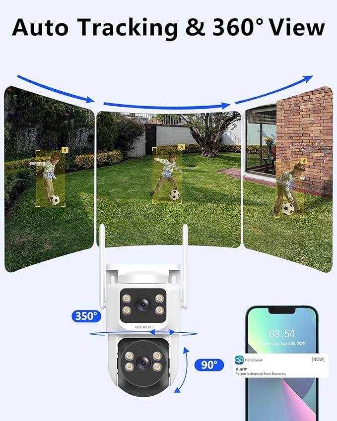 【All-in-One Security System】 4MP PTZ Security Cameras Wireless Outdoor, WiFi Home Security Camera System, Video Surveillance DVR Kits