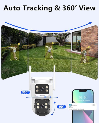 【All-in-One Security System】 4MP PTZ Security Cameras Wireless Outdoor, WiFi Home Security Camera System, Video Surveillance DVR Kits