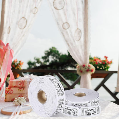 TaoBary 2 Rolls 1000 Pcs Free Drink Ticket Roll Raffle Party Tickets for Events Wedding and Parties(Wedding)