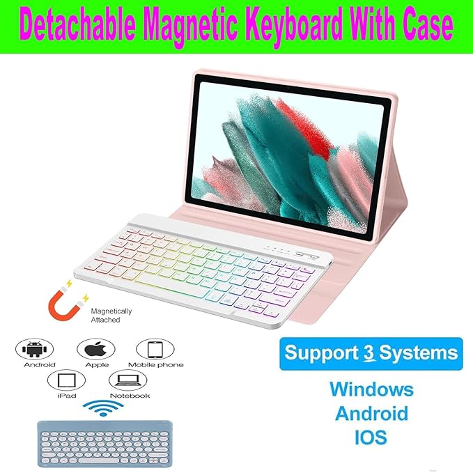 Keyboard Case for Samsung Galaxy Tab A11 Plus/ A9 Plus 11 inch (SM-X210/X216/X218) 2023, Backlite A9+ Keyboard Case with S Pen Holder(Purple)