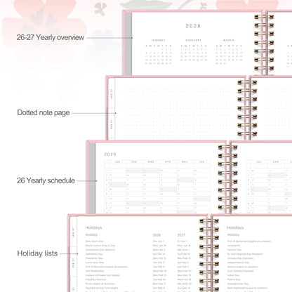 And Per Se 2026 Planner with Pattern, A4 Size-Daily, Weekly & 18-Monthly Leather Hardcover Planner, Daily Schedule, Monthly Tabs, 100 GSM Thick Paper(Elegant Florals)