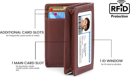 Premium Leather Card Wallet, RFID Blocking Expandable Business Card Case, Bifold Card Holder for Men and Women, Men's Purse, Wallet for Men (Business Card Wallet, Tan)