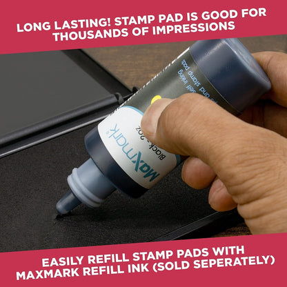 Large Premium Black Ink Stamp Pad - 5" by 7" - Quality Felt Pad - Case with Closing snap