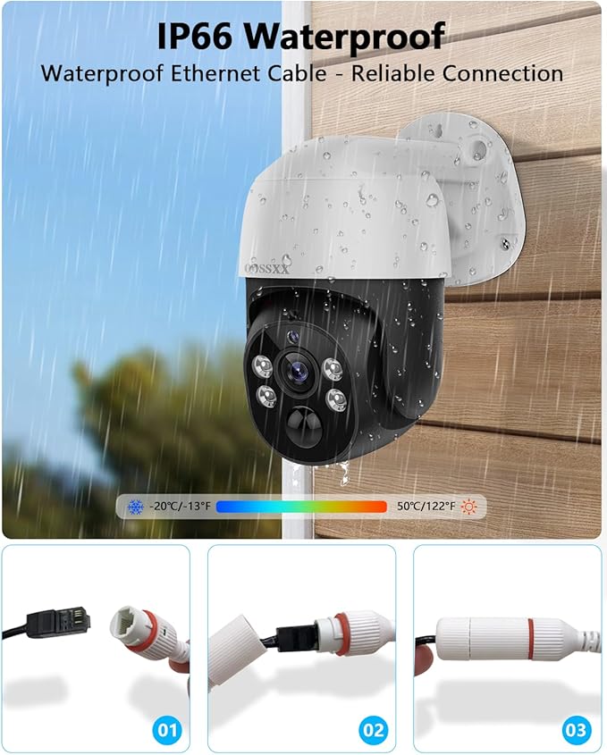 4K & PTZ Digital Zoom 2-Way Audio PoE Outdoor Camera Home Security Camera System Wired Outdoor Video Surveillance IP Camera System DVR Kit,10’’ UHD Monitor