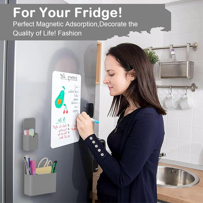 Magnetic Pen Holder,2 Pack Magnetic Dry Erase Marker Holder with Generous Compartments,Strong Magnet Storage Marker Pen Pencil Organizer for Refrigerator,Whiteboard,Locker Accessories