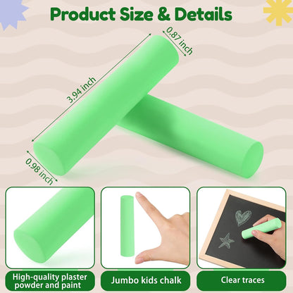 Fulmoon 40 Pcs Jumbo Sidewalk Chalk for Kids Outdoor Art Non Toxic Large Washable Street Chalk for Adults Drawing Painting Classroom(Fruit Green,Round Style)