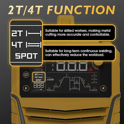 TOOLIOM CUT/HF TIG/Pulse TIG/Spot Welding/Stick 5 in 1 Portable Welding Machine: 50A Air Plasma Cutter, 200A TIG Welder, 180A Stick Welder, with Dual Voltage 110&220V