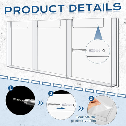 Sherr 2 Pcs Acrylic Brochure Pamphlet Holder Wall Mount 2 Sizes 9 Pocket Fits for 8.5" x 11" and 4" x 9" Brochure Magazine Holder Literature Multi Slot Wall Mount Combo Display Clear Flyer