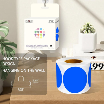 PARLAIM 3" Diameter Round Blue Color Coding Sticker, 4 Rolls 2000PCS Circle Dot Label,Permanent for Inventory Box Labeling
