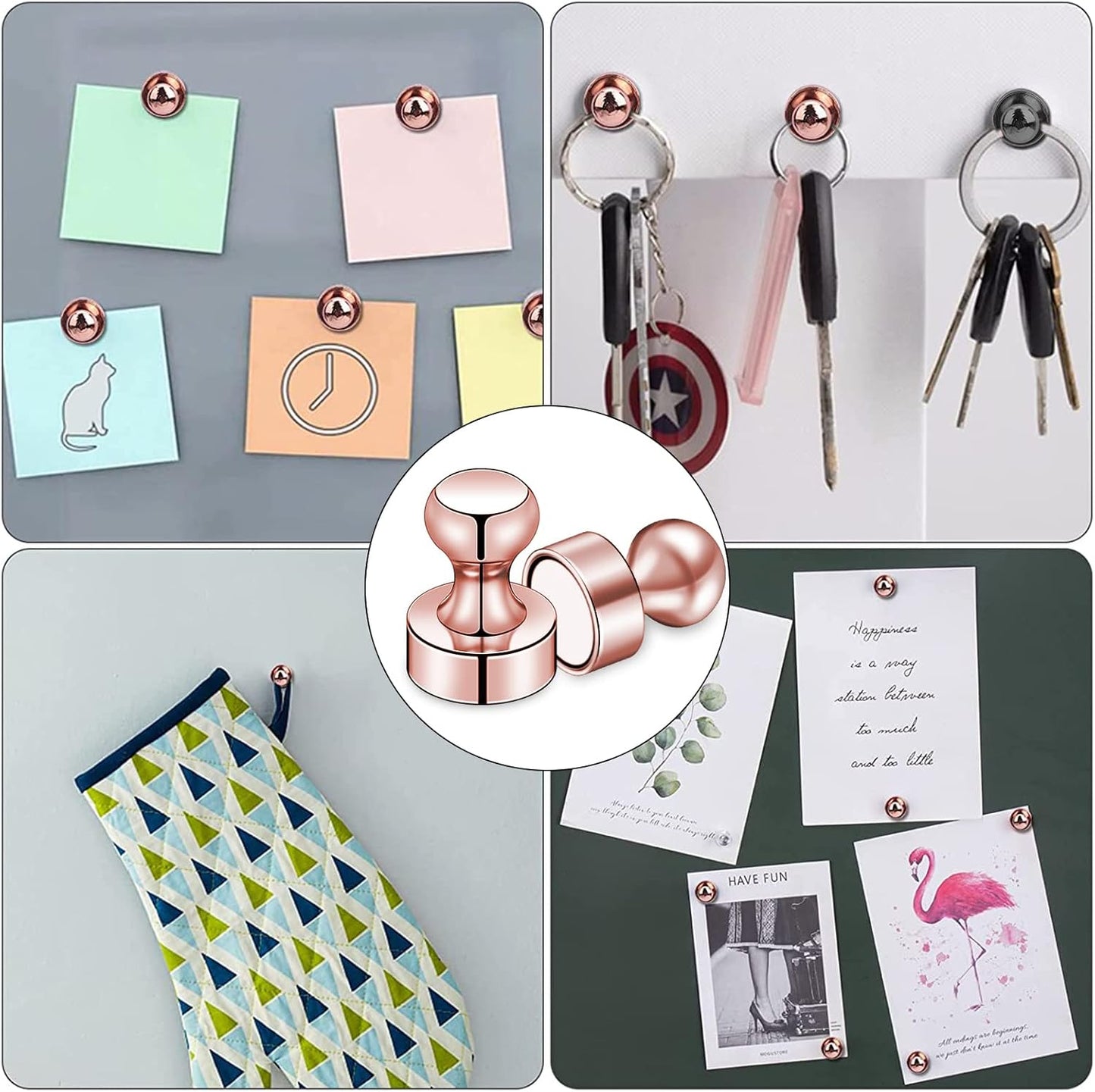 LOVIMAG 20 PCS Refrigerator Magnets, Rose Gold Fridge Magnet Strong Magnets for Whiteboard, Small Neodymium Magnetic Ideal for Push Pin, Office, Classroom, Map