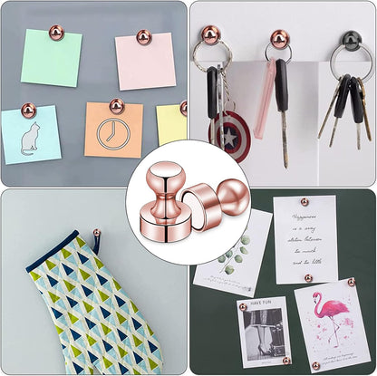 LOVIMAG 20 PCS Refrigerator Magnets, Rose Gold Fridge Magnet Strong Magnets for Whiteboard, Small Neodymium Magnetic Ideal for Push Pin, Office, Classroom, Map