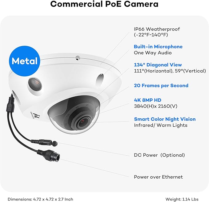 ONWOTE 12MP NVR 32 Channel Security Camera System, Face Recognition& AcuSearch, 20x 4K 8MP Vandal-Proof PoE IP Cameras, AI Color Night, 32CH Commercial NVR 8TB, 4 HDD Ports Support 40TB, Business CCTV