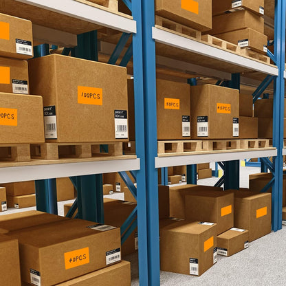 PARLAIM 3" x 5" Rectangle Adhesive Color Code Stickers,500 per Dispenser Box Roll Square Label Inventory Stickers (Fluorescent Orange)