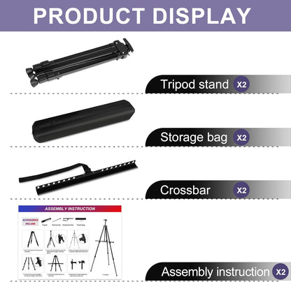 AROIC Art Painting Artist Easel Stand, Painting Display Easel Stand,Portable Adjustable Iron Tripod Display Stand with Bag, Height from 20 to 66 in for Table-Top/Floor Drawing and Displaying(2 Pack)