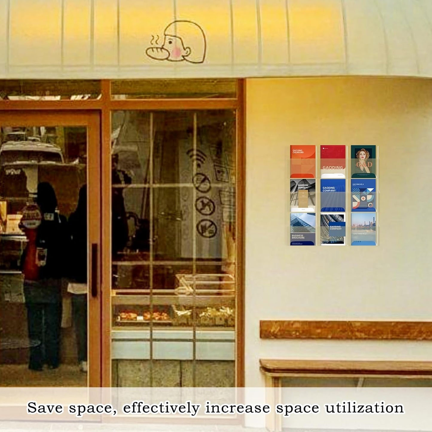 Acrylic Brochure Pamphlet Holder, 9 Magazine Holders, Clear Brochure Display Stand Wall Mount, Trifold Flyer Rack, Literature Storage Rack for Home, Offices, Waiting Room