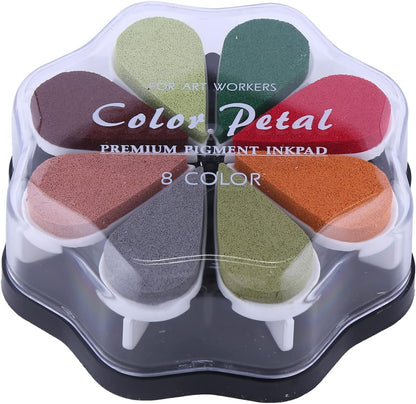 Petal Ink Pads for Rubber Stamps Waterdrop Shaped Stamp Pads with 8 Assorted Colors (Set 1004)