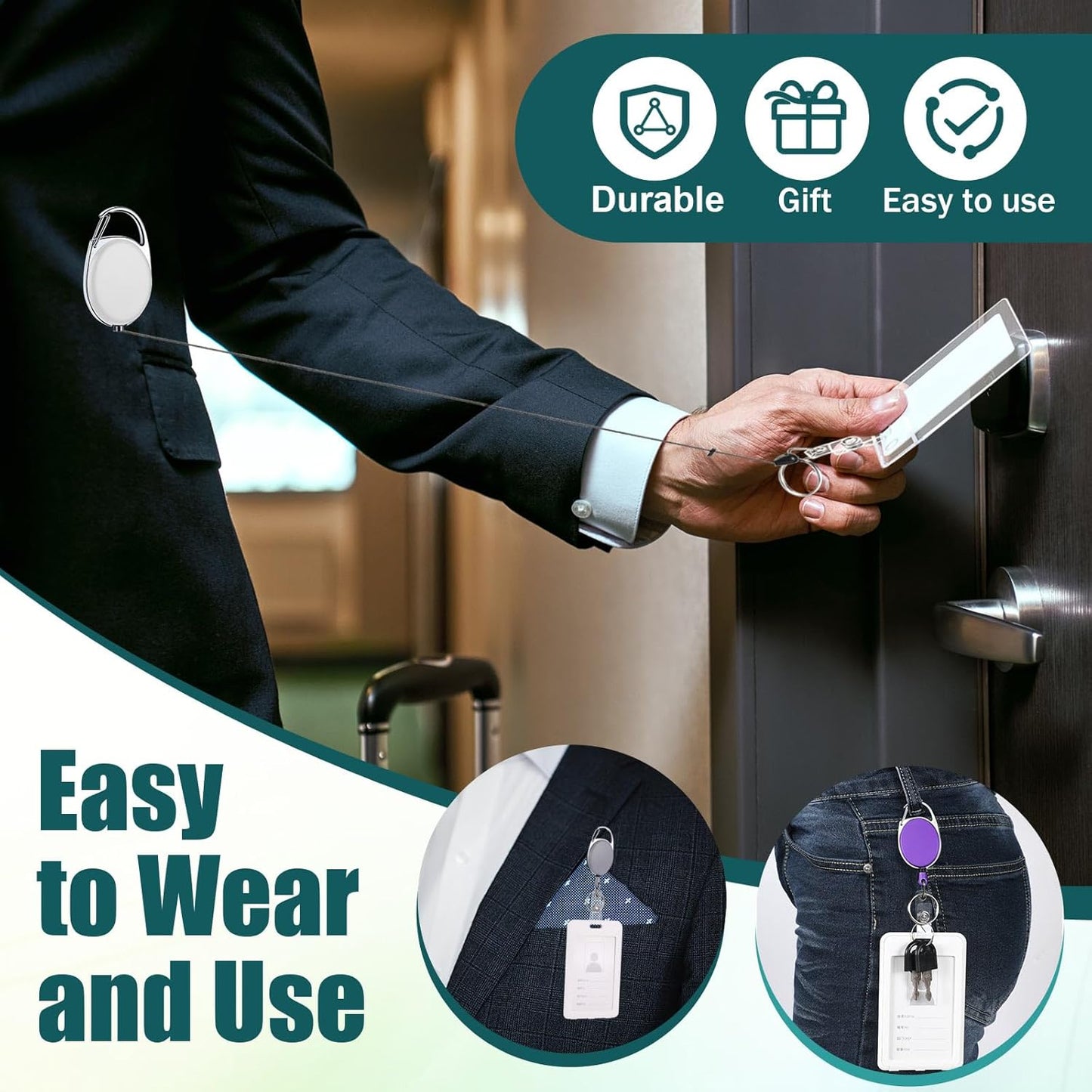 Honoson 50 Pcs Heavy Duty Retractable Badge Reels Batch ID Badge Holder Retractable Clip Bulk Key Holder with Ring for Office Worker Employee, Doctor Nurse Gifts (Multi Bright Color)