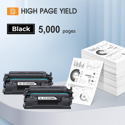 89A Black Toner Cartridge 2 Pack Compatible Replacement for HP 89A CF289A 89X CF289X (with Chip) for Enterprise M507 M507n M507dn M507x MFP M528dn M528f M528c M528z M528 Series Printer