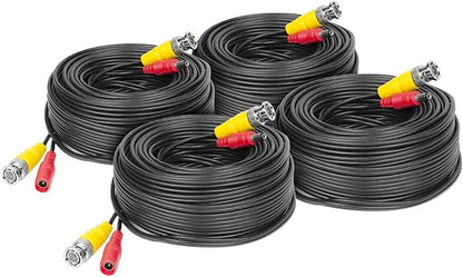 Amcrest 4-Pack 4K Security Camera Cable 60FT BNC Cable, Camera Wire CCTV, Pre-Made All-in-One Video and Power Cable for Security Camera, HDCVI, HDTVI Camera, Analog, DVR (4PACK-SCABLE4K60B-PP)