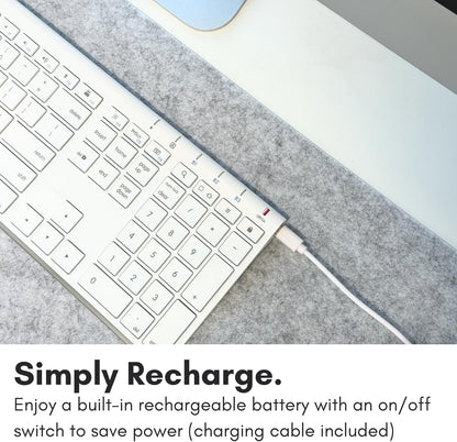 Macally Wireless Bluetooth Keyboard for Mac - Compatible Apple Keyboard or MacBook Pro/Air, iMac - Multi-Device, Up to 3 Devices with 110 Keys, 20 Shortcuts, Numeric Keypad, and Rechargeable - White