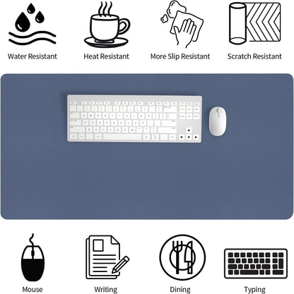 Bloss Grey Blue Desk Mat, Leather Desk Matt for Desktop, Waterproof Large Keyboard Mat, Computer Mat for Office/Home/Decor(31.5 x 15.7 Inches)