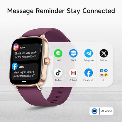 Smart Watch for Women, 1.85" HD Smartwatch Compatible iPhone/Samsung/Android (Answer/Make Calls), 100+ Sport Modes Fitness Tracker with Heart Rate/Sleep/SpO2 Monitor, IP68 (Deep Purple)