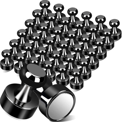 Black Fridge Magnets, Small and Strong Refrigerator Magnets for Whiteboard, Push Pin Magnet s for Classroom, Kitchen Accessories, Dry Erase and Map, Magnetic Decorative Magnets