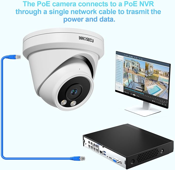 5MP Dome PoE Camera Outdoor Indoor, Wired IP Security Camera, Waterproof IP67, Wide Angle 110° 2.8mm Lens, Night Vision 100ft, Built-in Mic, Human/Vehicle Detection, IND5GR97A (White)