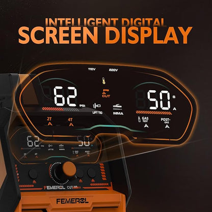 3 in 1 Plasma Cutter/LIFT TIG/Stick Welder,50Amp Plasma Cutter Machine 200A Stick and LIFT TIG Welder, Large LED Display IGBT 110/220V Dual Voltage Plasma Cutter Welder Combo