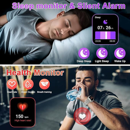 Smart Watch for Men Fitness Tracker: Military Smart Watches for Men Digital Mens Watches Make/Answer Call Running Waterproof Smartwatch Android Phones iPhone Samsung Compatible Heart Rate Monitor