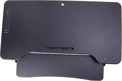 Rocelco 46" Electric Standing Desk Converter with AC Outlet USB Charger and Anti-Fatigue Floor Mat - Motorized Adjustable Sit Stand Riser - Tabletop Workstation Keyboard Tray - Black (R EDRB-46-MAFM)