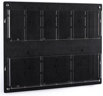 Displays2go Tiered Brochure Rack for Wall, 6-12 Adjustable Pockets, Frameless Acrylic - Black (2RP6BLK)