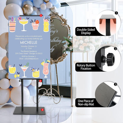 Poster Board Stand for Display, Sign Holder Stand with Heavy Duty Pedestal Poster Stand, Adjustable Banner Stand, Height Up to 80 inch, Double-Sided Foam Board Stand for Business Advertising (1 Pack)