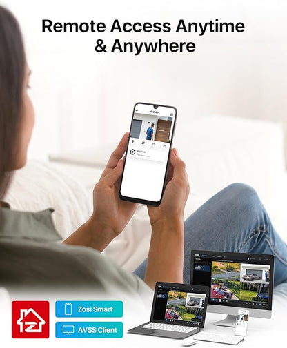 ZOSI 3K Lite 16 Channel Security Camera System Outdoor,AI Human Vehicle Detection,Night Vision,12pcs 2MP Weatherproof Surveillance Camera,H.265+ 16CH 1080P CCTV DVR with 2TB HDD for 24/7 Recording
