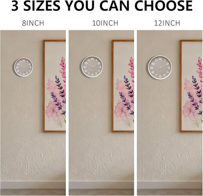 Modern Wall Clocks Battery Operated, 12 inch Silent Non Ticking Analog Clock with Large Numbers Burlap Texture Face, Tempered Glass Decorative Wall Clocks for Living Room Bedroom Kitchen Gym