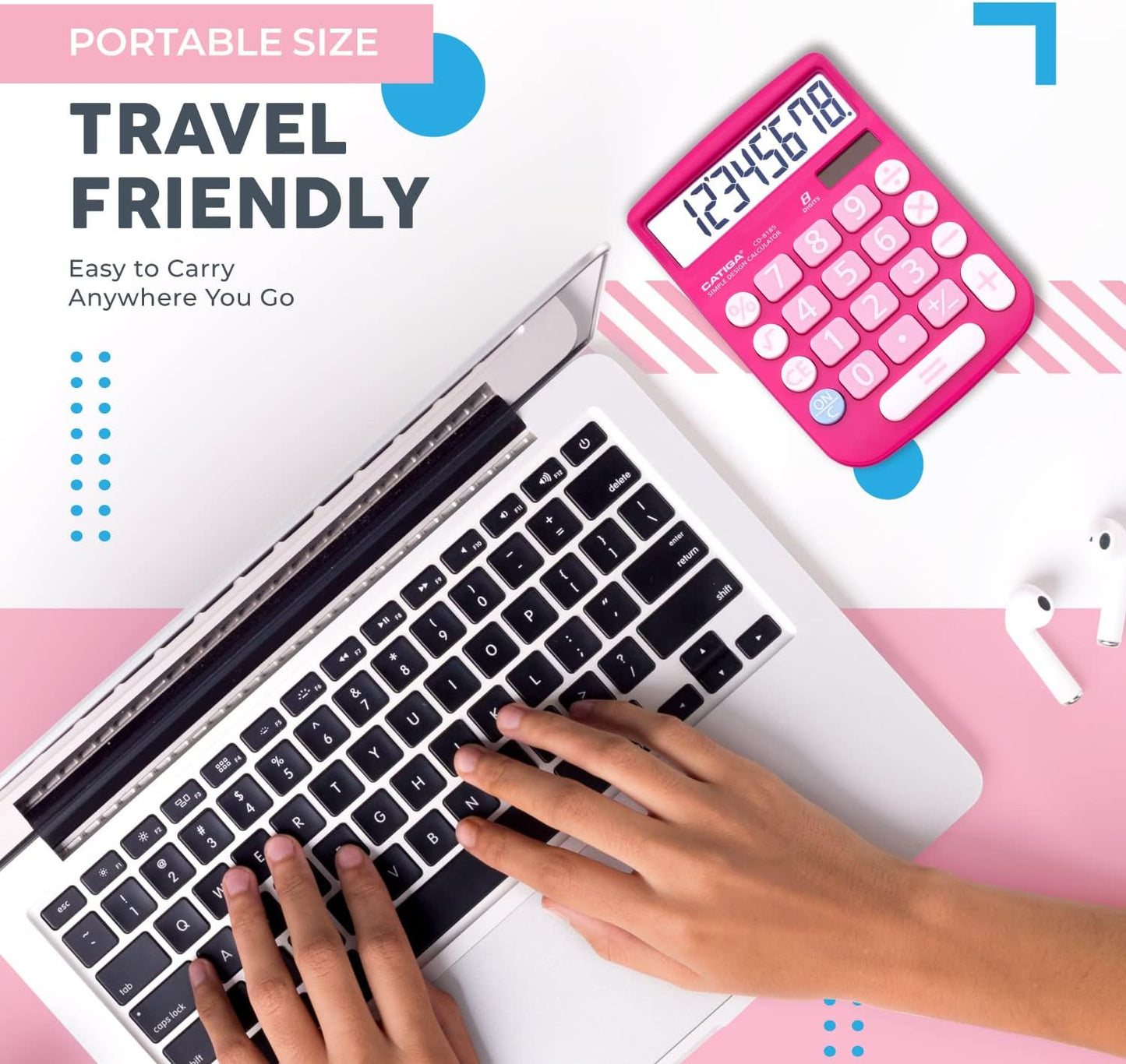 CATIGA Desktop Calculator 8 Digit with Solar Power and Easy to Read LCD Display, Big Buttons, for Home, Office, School, Class and Business, 4 Function Small Basic Calculators for Desk, CD-8185