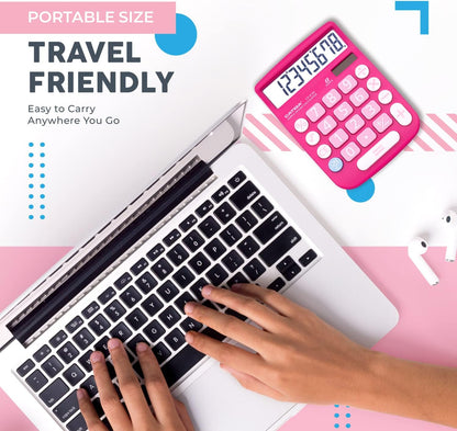 CATIGA Desktop Calculator 8 Digit with Solar Power and Easy to Read LCD Display, Big Buttons, for Home, Office, School, Class and Business, 4 Function Small Basic Calculators for Desk, CD-8185