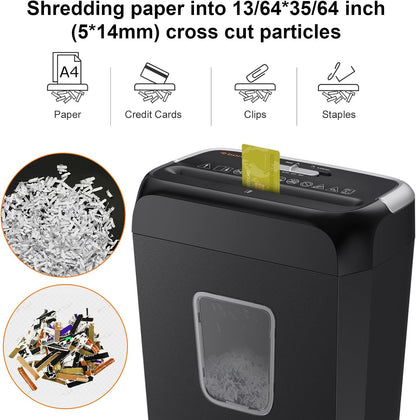 Bonsaii Paper Shredder for Home Use, 3.4 Gal Wastebasket, 6 Sheet Crosscut Paper Credit Cards, Staples, and Clips Shredder for Home Office Use, Portable Handle Design (C237-B New Version)