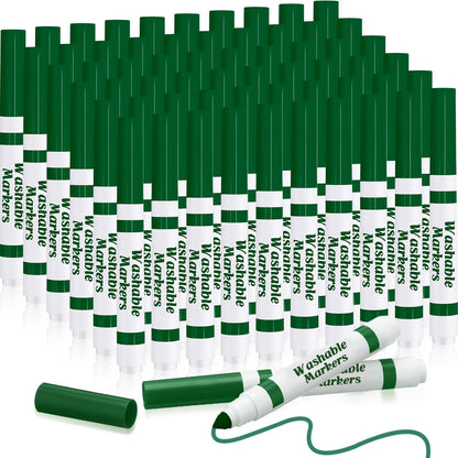 Janlaugh 60 Pcs green Washable Markers Bulk Coloring Broad Line Markers for Kids Conical Tip green drawing pens for Classroom Back to School travel Art baby shower gender reveal Supplies, Ages 6+