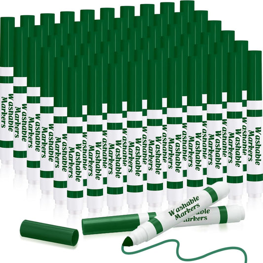 Janlaugh 60 Pcs green Washable Markers Bulk Coloring Broad Line Markers for Kids Conical Tip green drawing pens for Classroom Back to School travel Art baby shower gender reveal Supplies, Ages 6+