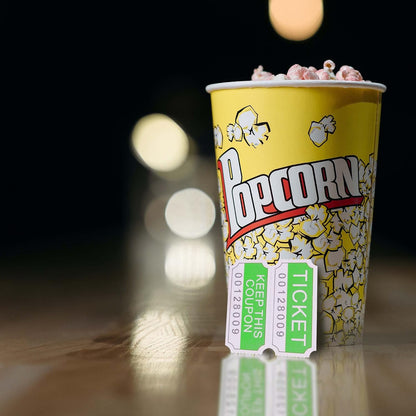 ESSENTIAL 1000 Green Double RaffleTickets Roll, Raffle Tickets Printable for Leisure, Movie Watching, Entertainment