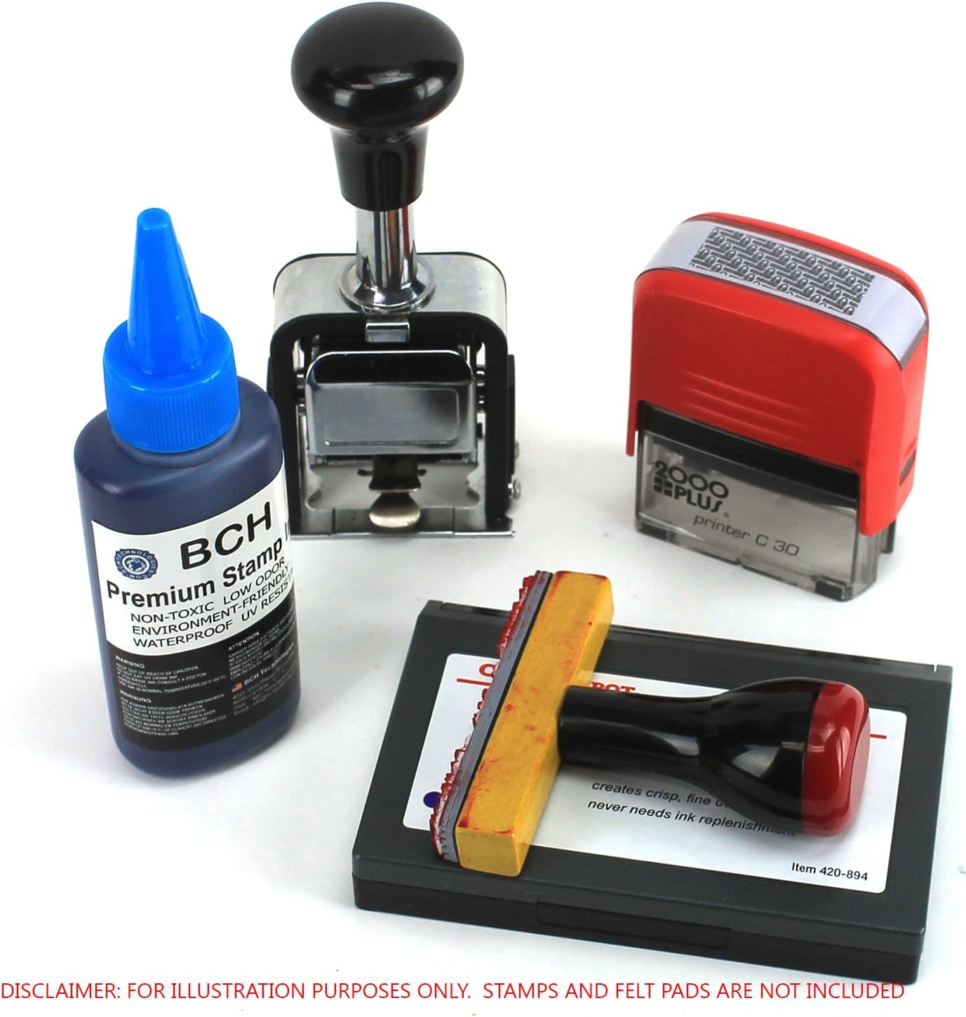 Blue and Black Combo Stamp Ink Refill by BCH - Premium Grade -2.5 oz (75 ml) Ink Per Bottle