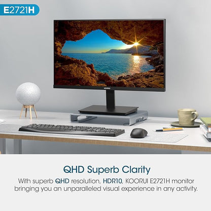 KOORUI 27 Inch QHD (2560x1440) IPS HDR Ultra-Thin Computer Gaming Monitor, 120Hz Refresh Rate, DCI-P3 95%, FreeSync & G-Sync, 1ms MPRT, VESA 100x100mm, Tilt Adjustable for Game and Work