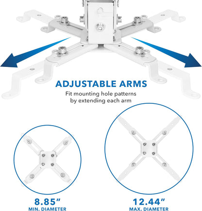Mount-It! Wall or Ceiling Projector Mount with Universal LCD/DLP Mounting for Epson, Optoma, Benq, ViewSonic Projectors, 44lb Load Capacity, White
