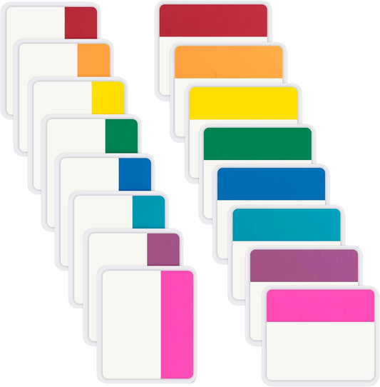 Essex Wares - 320 Pieces - 2-Inch Sticky Index Tabs for File Folders - 8 Colors - 2" x 1.6", 40 Pieces Each - Versatile Sticky Tabs for Notebooks - Repositionable File Tabs - Water-Resistant