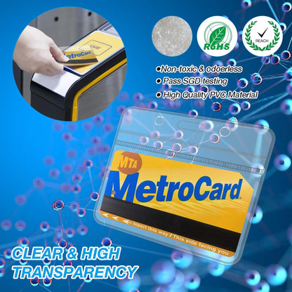 5 Pcs Badge Holders with Clip Thick Clear Name Tag Badge Holders Plastic Horizontal ID Card Holder with Waterproof Resealable Zip