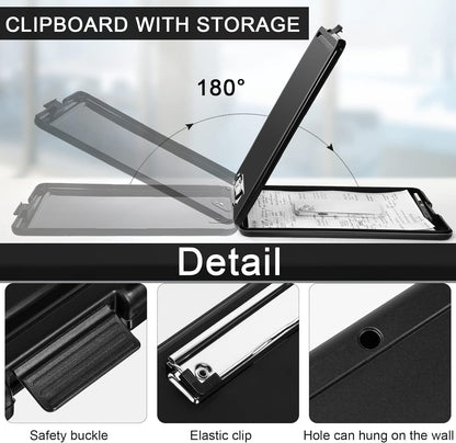 20 Pcs Clipboard with Storage Plastic Nursing Clipboard 9.5 x 13.5 Inch with Low Profile Clip Foldable Clip Board with Storage for Home Office Back to School Supplies